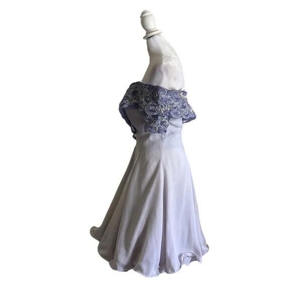 Vtg Karen Okada For David Howard 1980s Purple Lace Faux Pearl Dress Gown US 10 - Picture 4 of 16